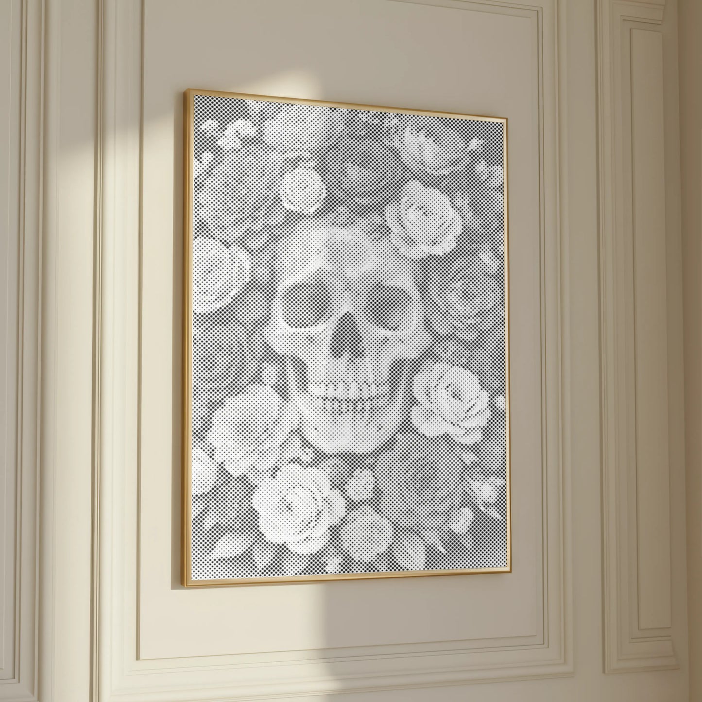 Doodshoofd in een Zee van Rozen | Dot Painting Kit