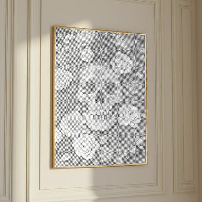 Doodshoofd in een Zee van Rozen | Dot Painting Kit