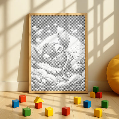 Stitch Slapend op Wolken | Dot Painting Kit