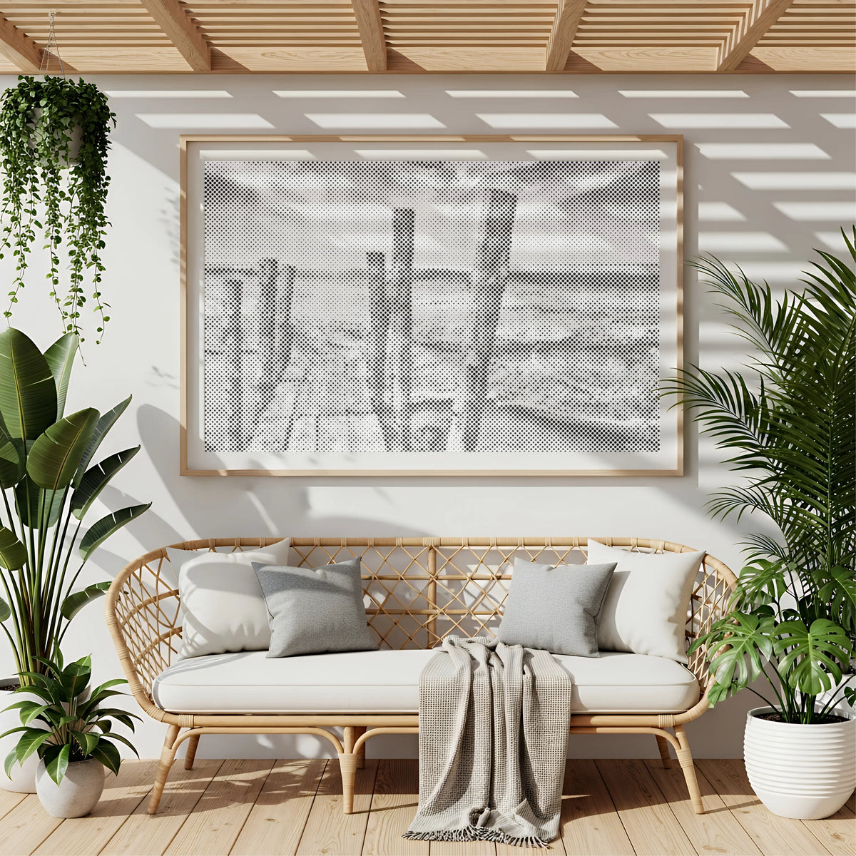 Zonsondergang op het Strand | Stolper techniek (dot painting) kit als afgewerkt stippelschilderij kunstwerk