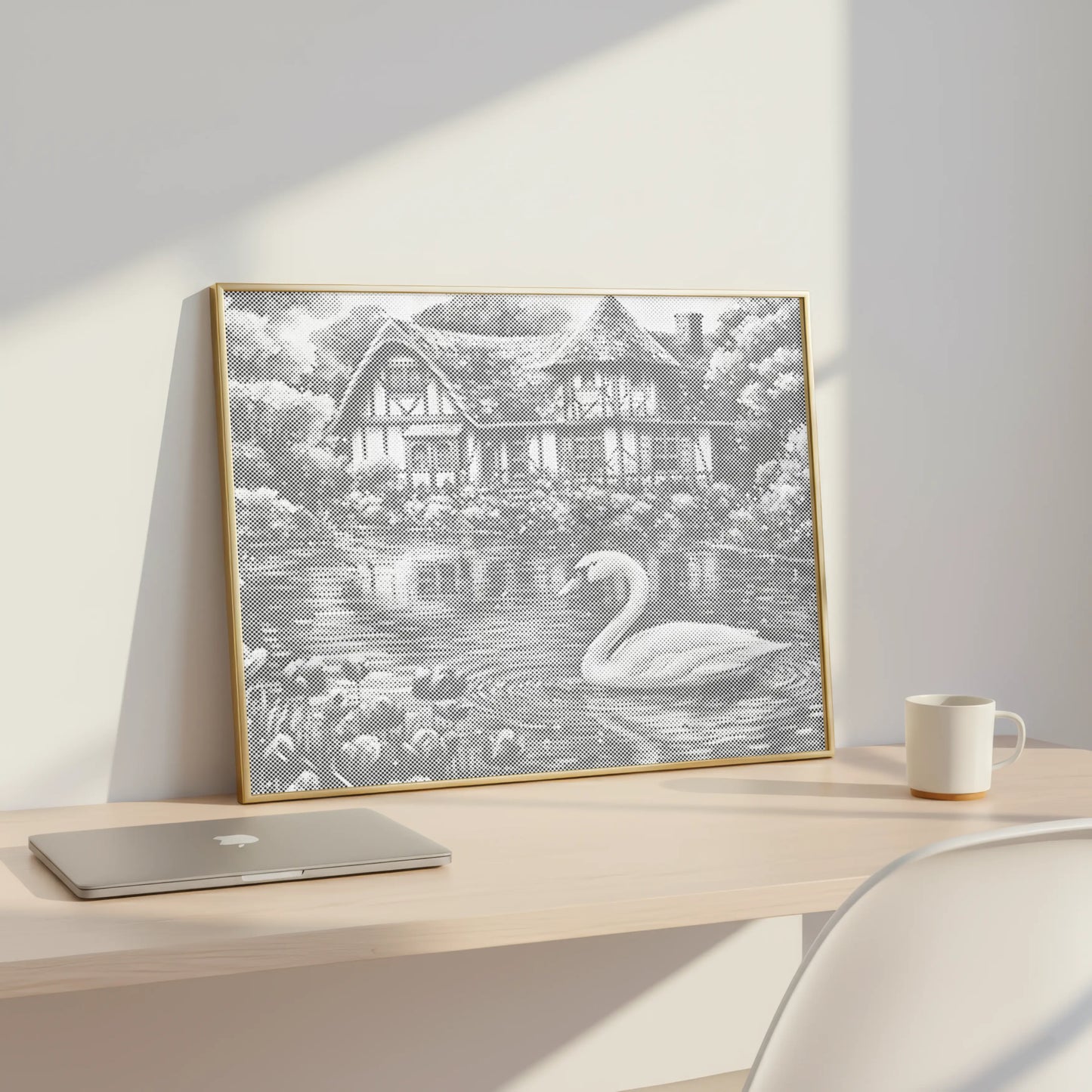 Zwaan aan het meer | Stippelschilderijenset