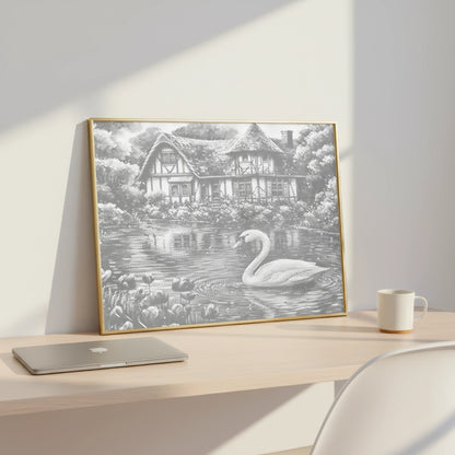 Zwaan aan het meer | Stippelschilderijenset