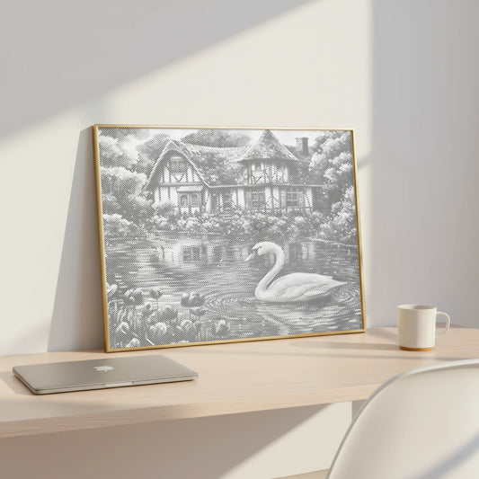 Zwaan aan het meer | Stippelschilderijenset
