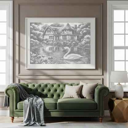 Zwaan aan het meer | Stippelschilderijenset