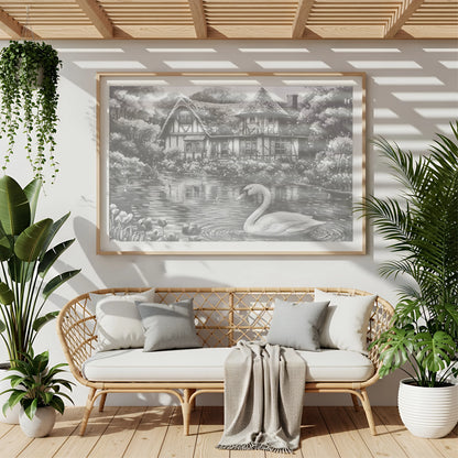 Zwaan aan het meer | Stippelschilderijenset