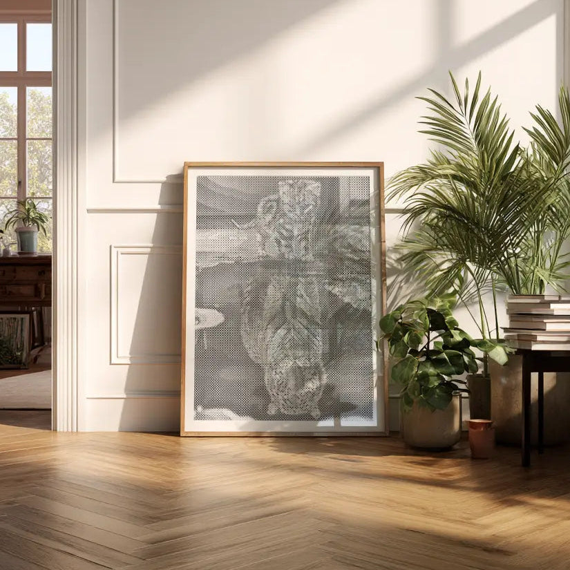 De Tijger In Jou | Stip Schilderen Kit als afgewerkt stippelschilderij kunstwerk