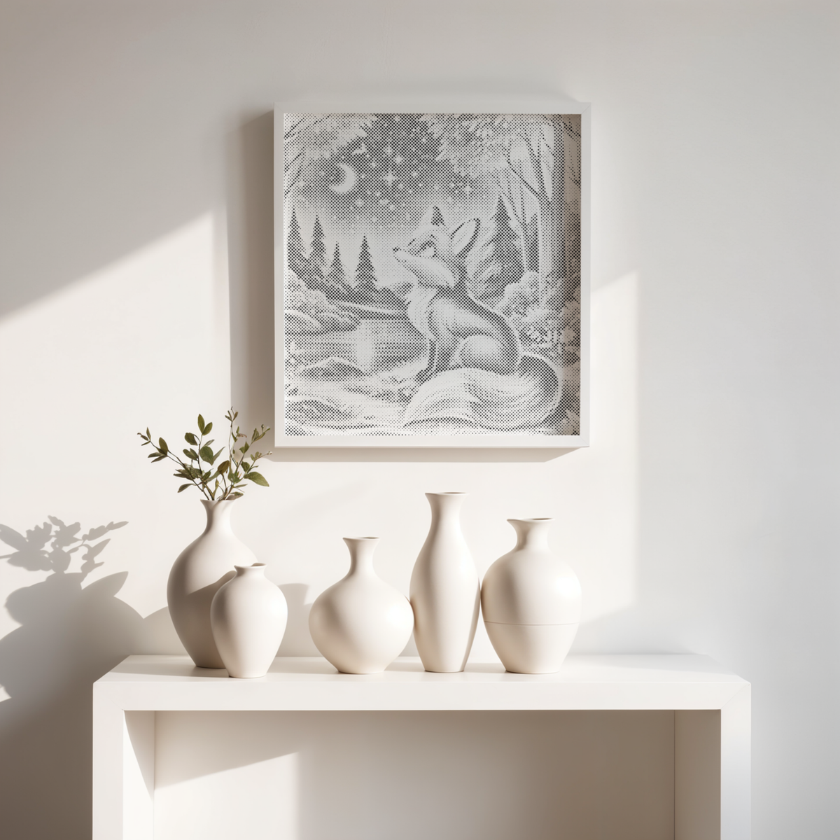 Sterrennacht in het bos | Dot Painting pakket als afgewerkt stippelschilderij kunstwerk