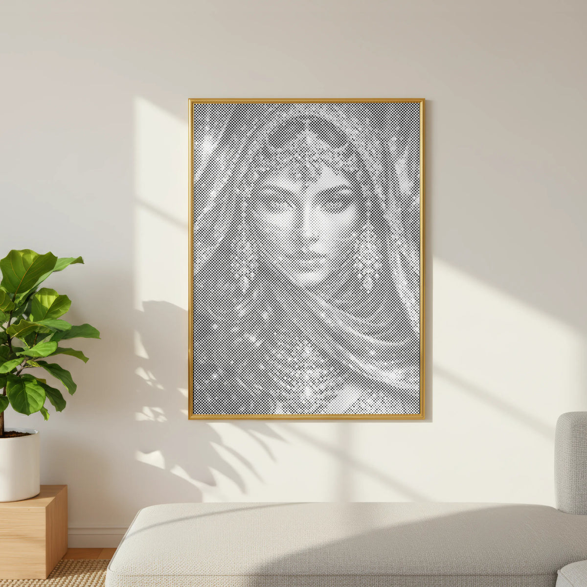 Sluier van Goud Arabisch Portret | Stip Schilderen Kit als afgewerkt stippelschilderij kunstwerk