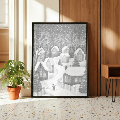Winterlandschap met Skiër | Stippelschilderij Kit