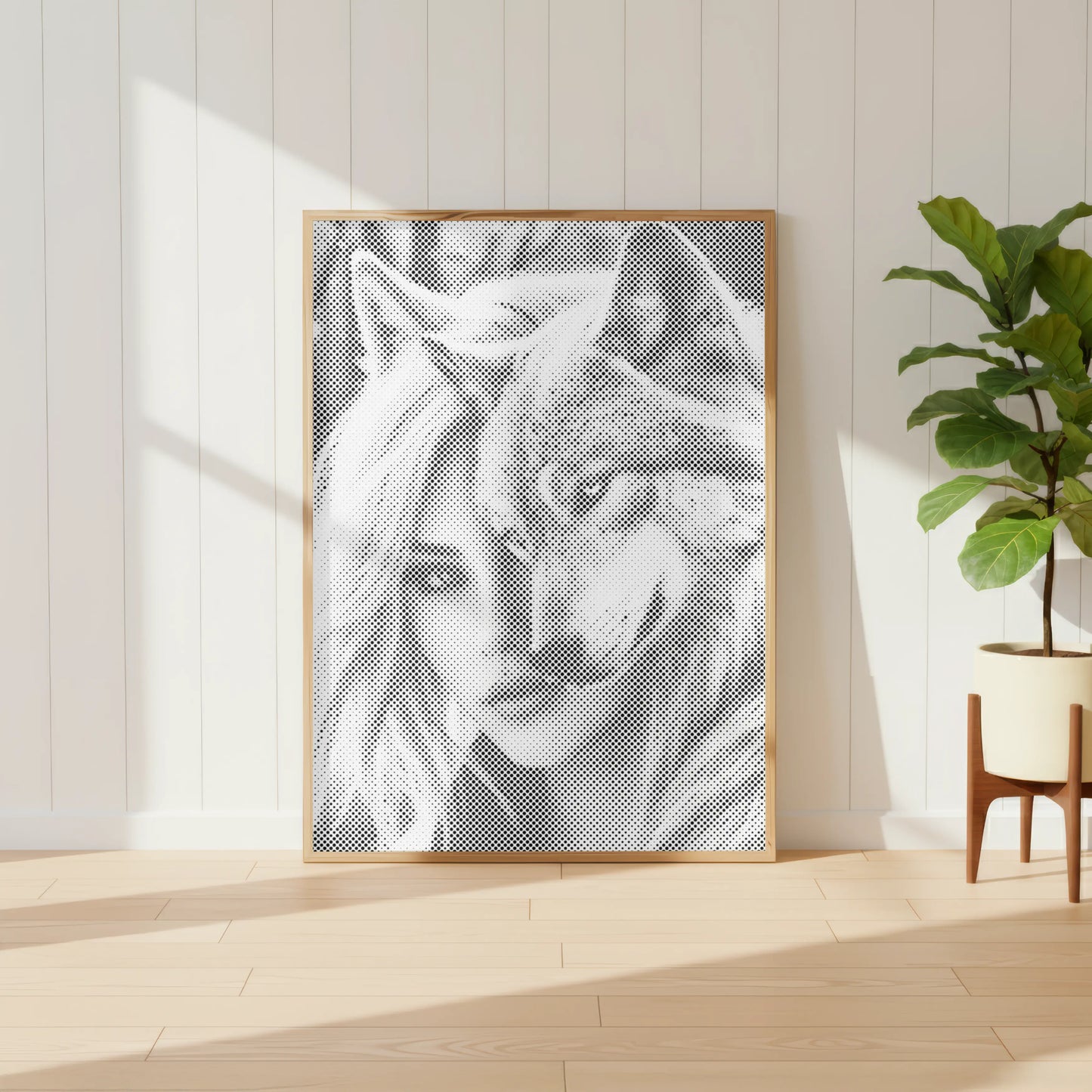 Vrouw en Wolf Dubbel Portret | Stip Schilderset