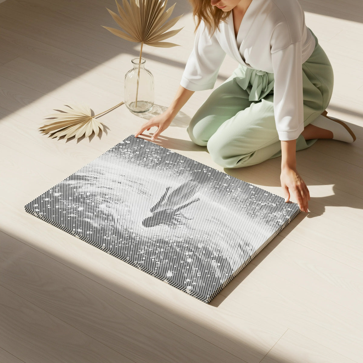 Vrouw in een Nachtelijke Sterrenhemel Lichtveld | Stippelschilderij Kit als afgewerkt stippelschilderij kunstwerk