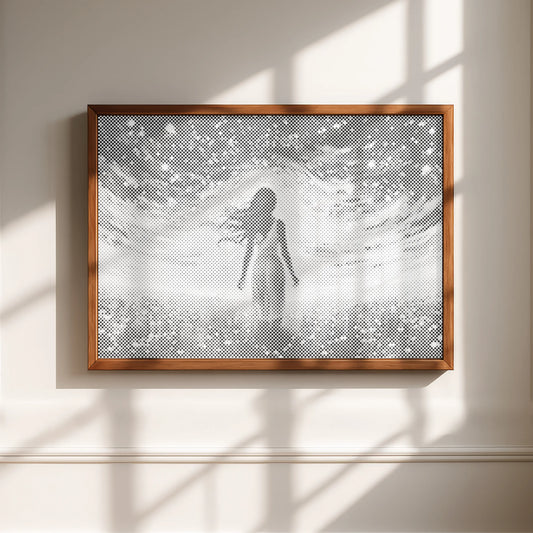Vrouw in een Nachtelijke Sterrenhemel Lichtveld | Stippelschilderij Kit