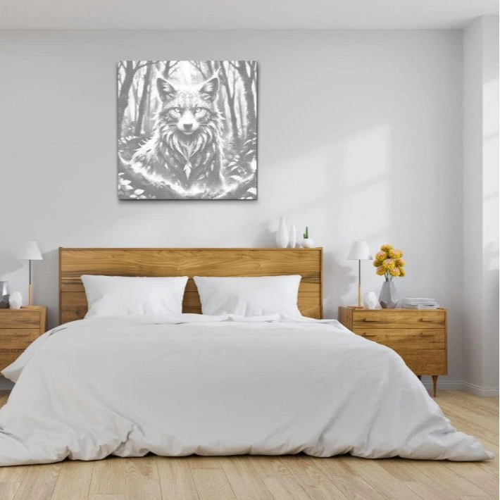 Dot Painting Zauberfuchs – Punktmalerei Motiv mit fantasievollem, leuchtendem Fuchs