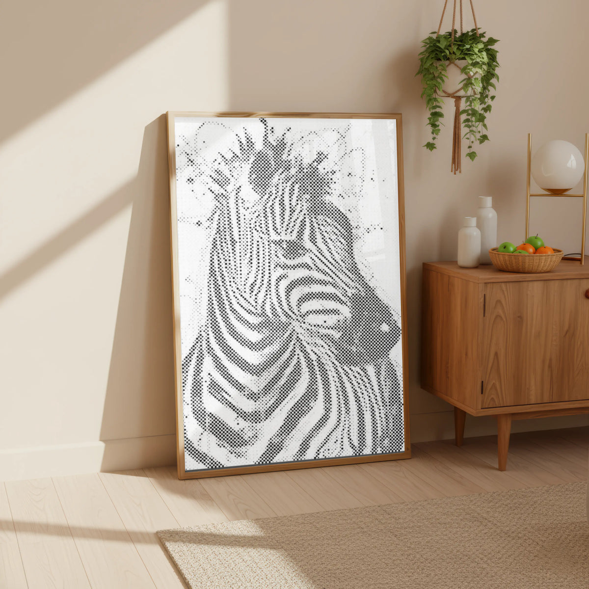 Moderne Zebra Muurkunst | Stippelschilderij Set als afgewerkt stippelschilderij kunstwerk