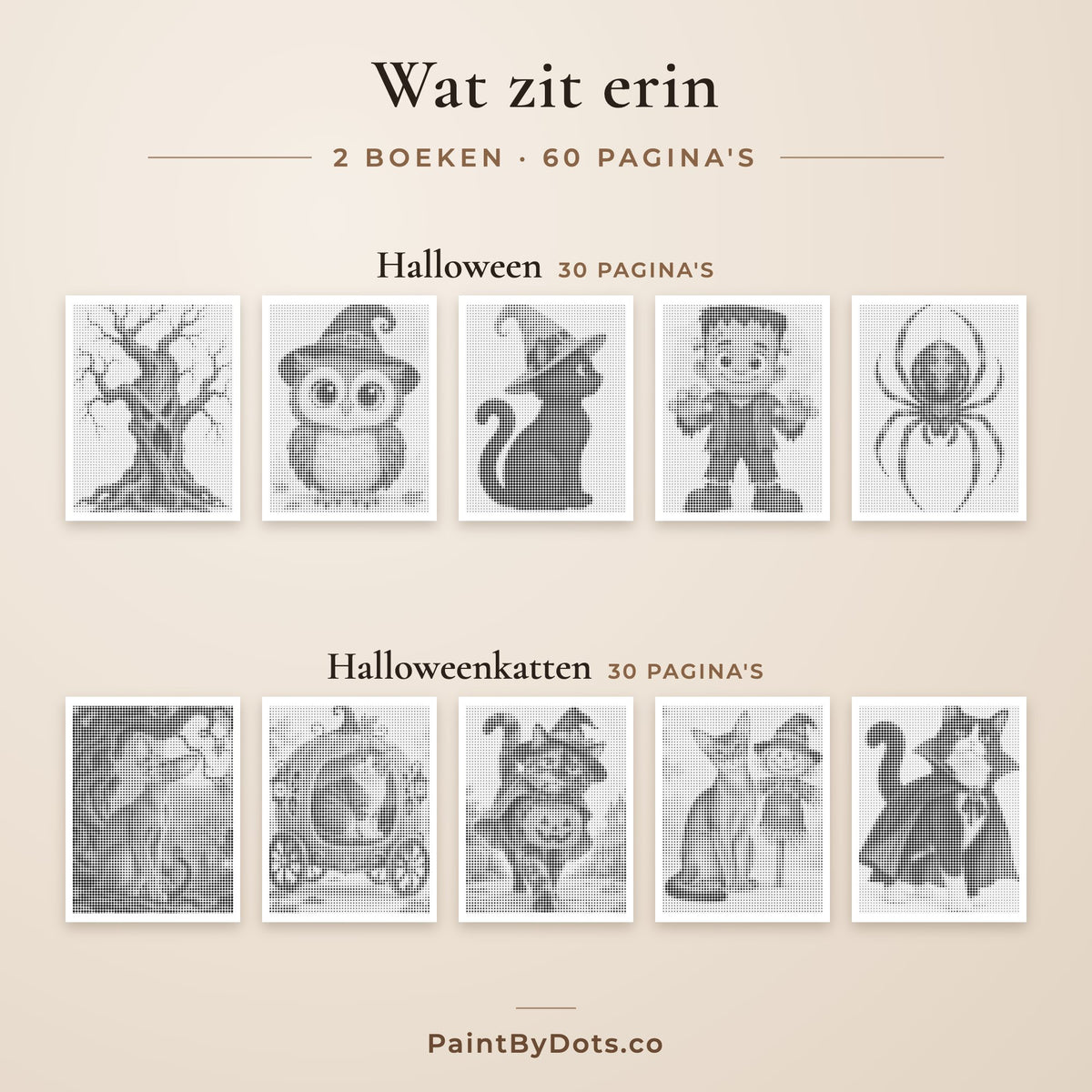 Wat zit er in de Halloween stippelschilderij bundel: Halloween en Halloweenkatten