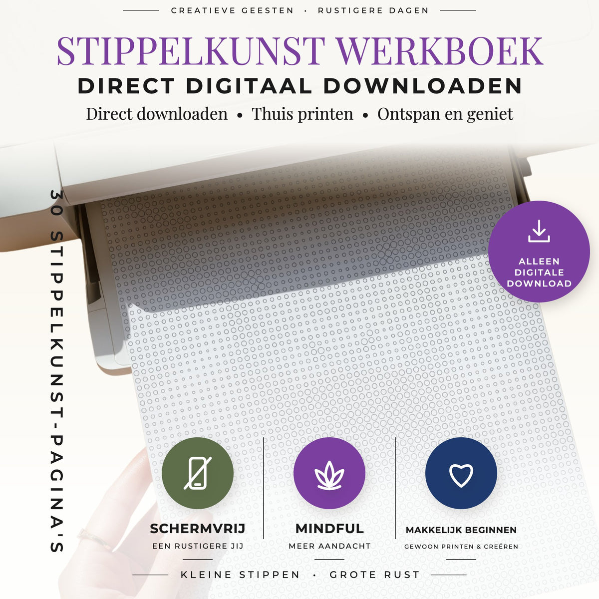 Printbaar Kattenportretten stippelschilderij boek voor A4- en US Letter-pagina's