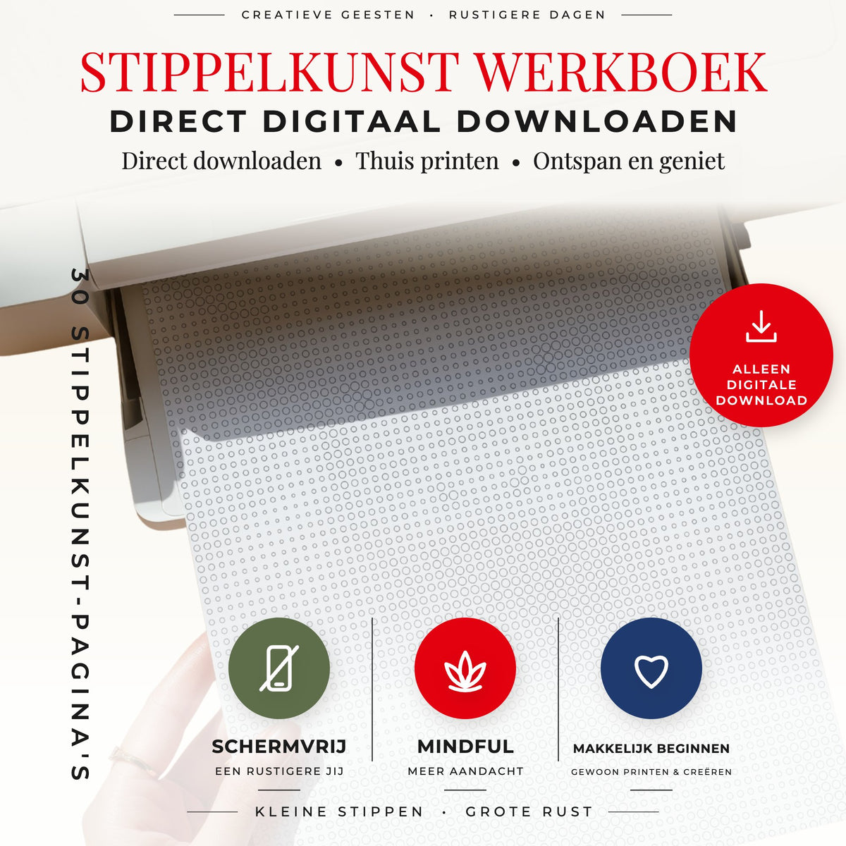 Printbaar Kerstdieren stippelschilderij boek voor A4- en US Letter-pagina's