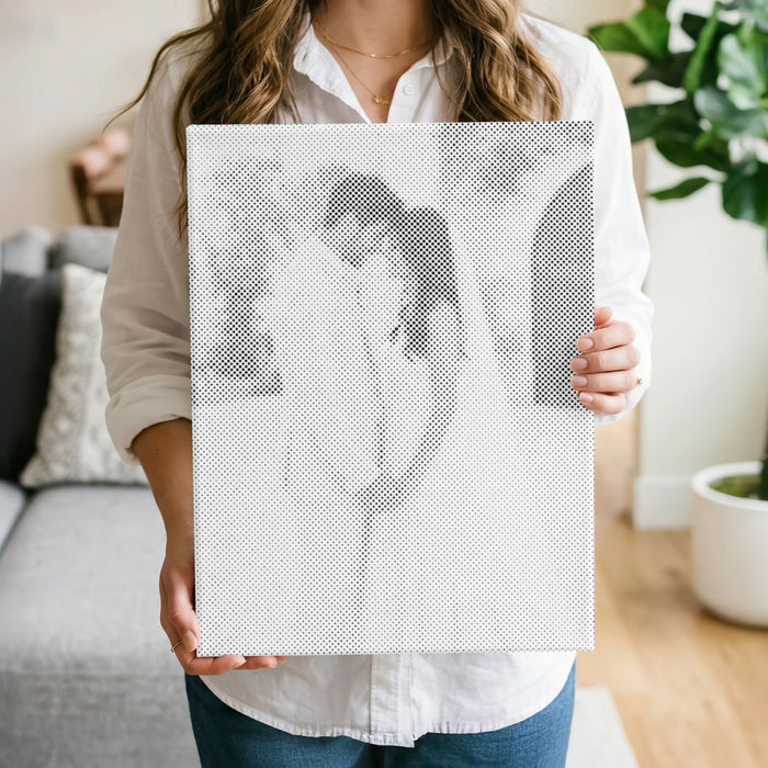 Een persoonlijk stippenschilderij voor een bruiloft of jubileum