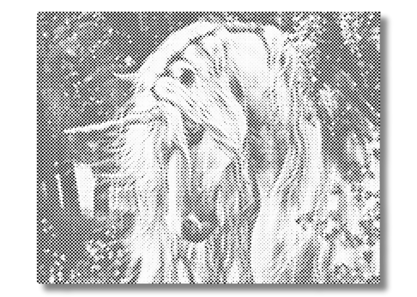 Dot Painting eines Einhorns mit fließender Mähne – magische Wandkunst im Fantasiestil