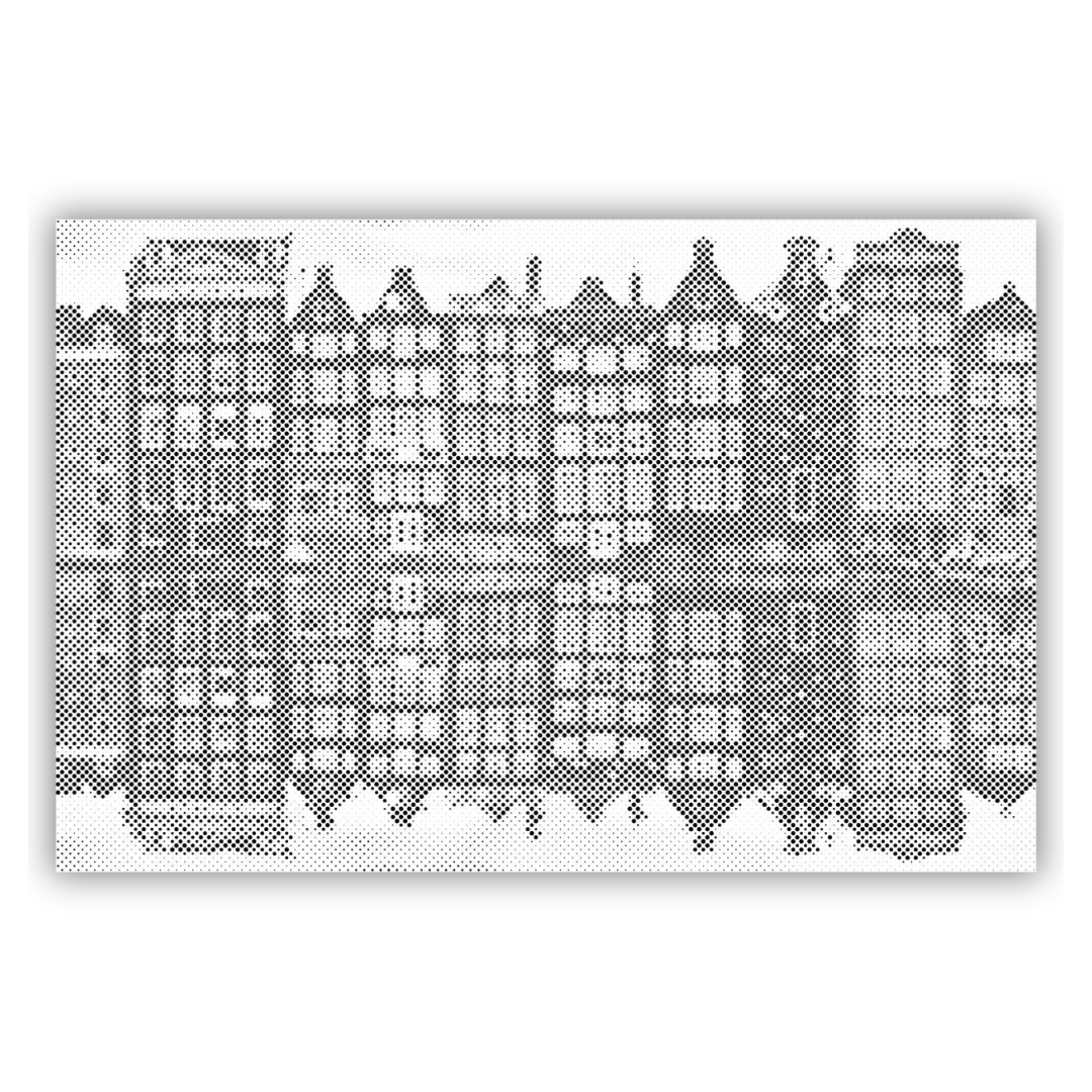 Dot Painting Häuser von Amsterdam – Punktmalerei Stadtmotiv mit Grachtenhäusern