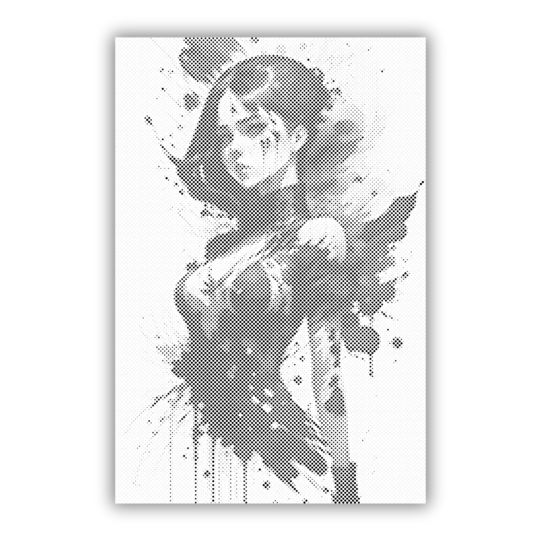 Uitdagende vrouw | Stip schilderij kit als afgewerkt stippelschilderij kunstwerk