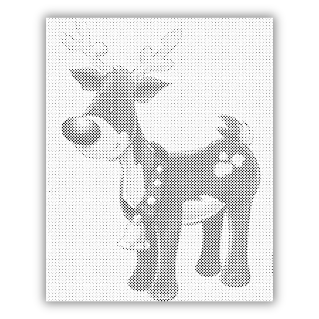 Rudolph het Rendier met de Rode Neus | Stip Schilderpakket als afgewerkt stippelschilderij kunstwerk