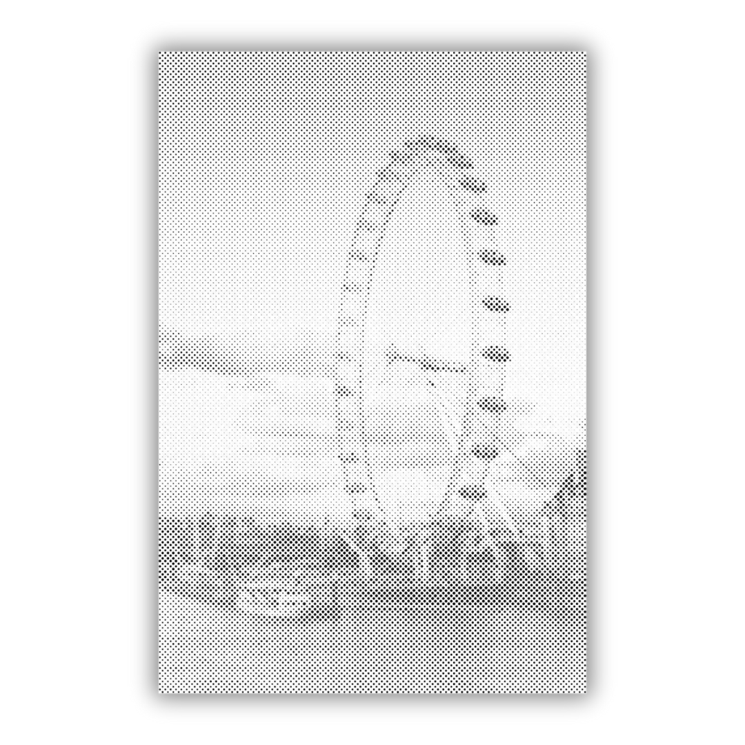 London Eye | Stipverfset als afgewerkt stippelschilderij kunstwerk
