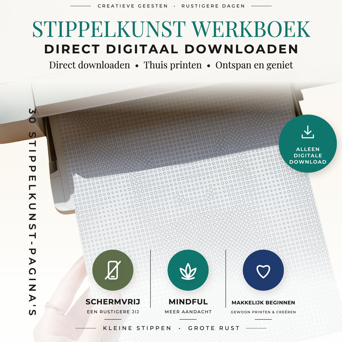 Printbaar Mandala stippelschilderij boek voor A4- en US Letter-pagina's