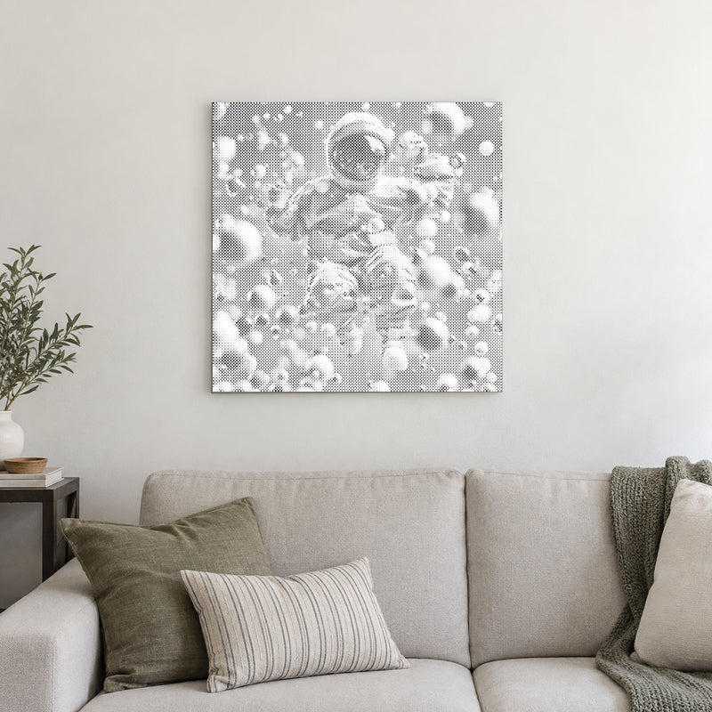 Abstracte Astronaut | Stippelschilderij als afgewerkt stippelschilderij kunstwerk