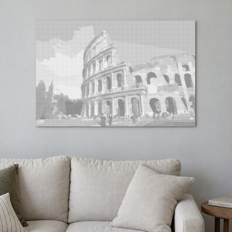 Stippenschilderij “Colosseum Rome”, aan een lichte muur in een kamer met zacht daglicht.
