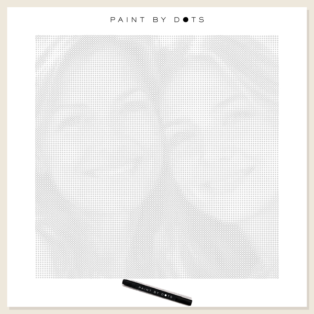 Dot painting doek van 50 × 50 cm met lege cirkels en Paint By Dots stift