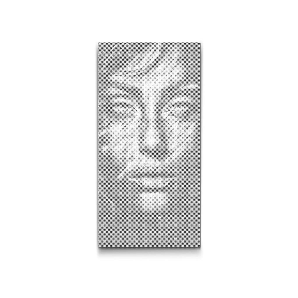 Monochromes Dot Painting Porträt einer Frau in Schwarz-Weiß