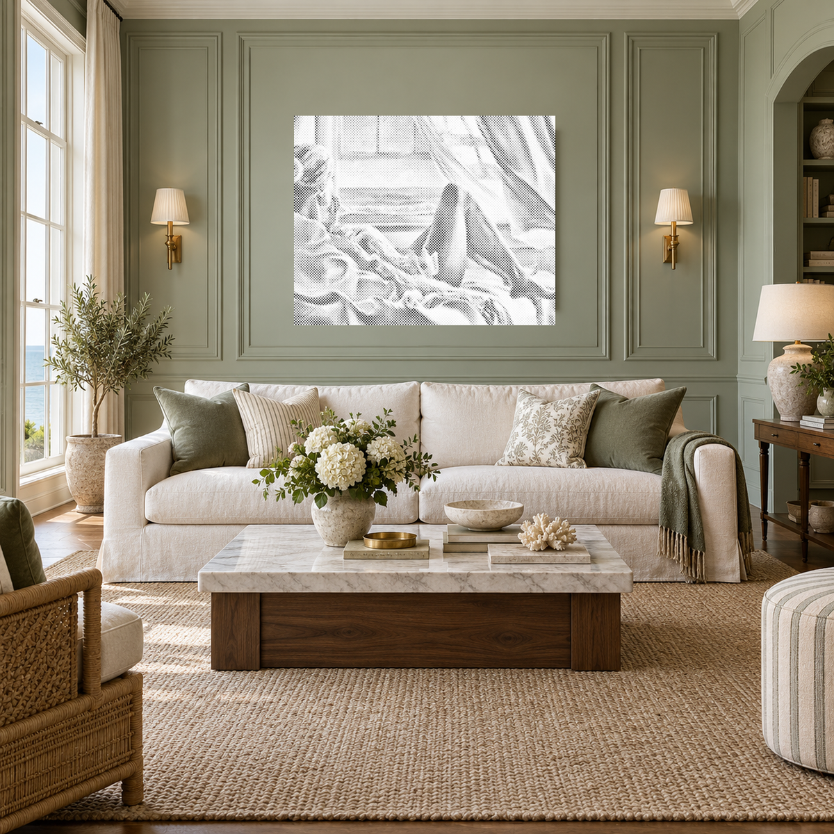 De stille horizon | Stippelschilderen als afgewerkt stippelschilderij kunstwerk